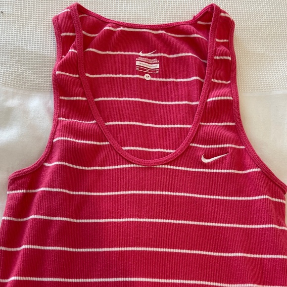 Nike Women's Pink and White Striped Athletic Tank Top - Picture 3 of 5